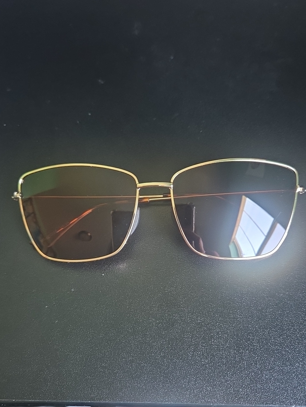 Women's Gold Metal Frame Sunglasses with Brown Tinted Lenses